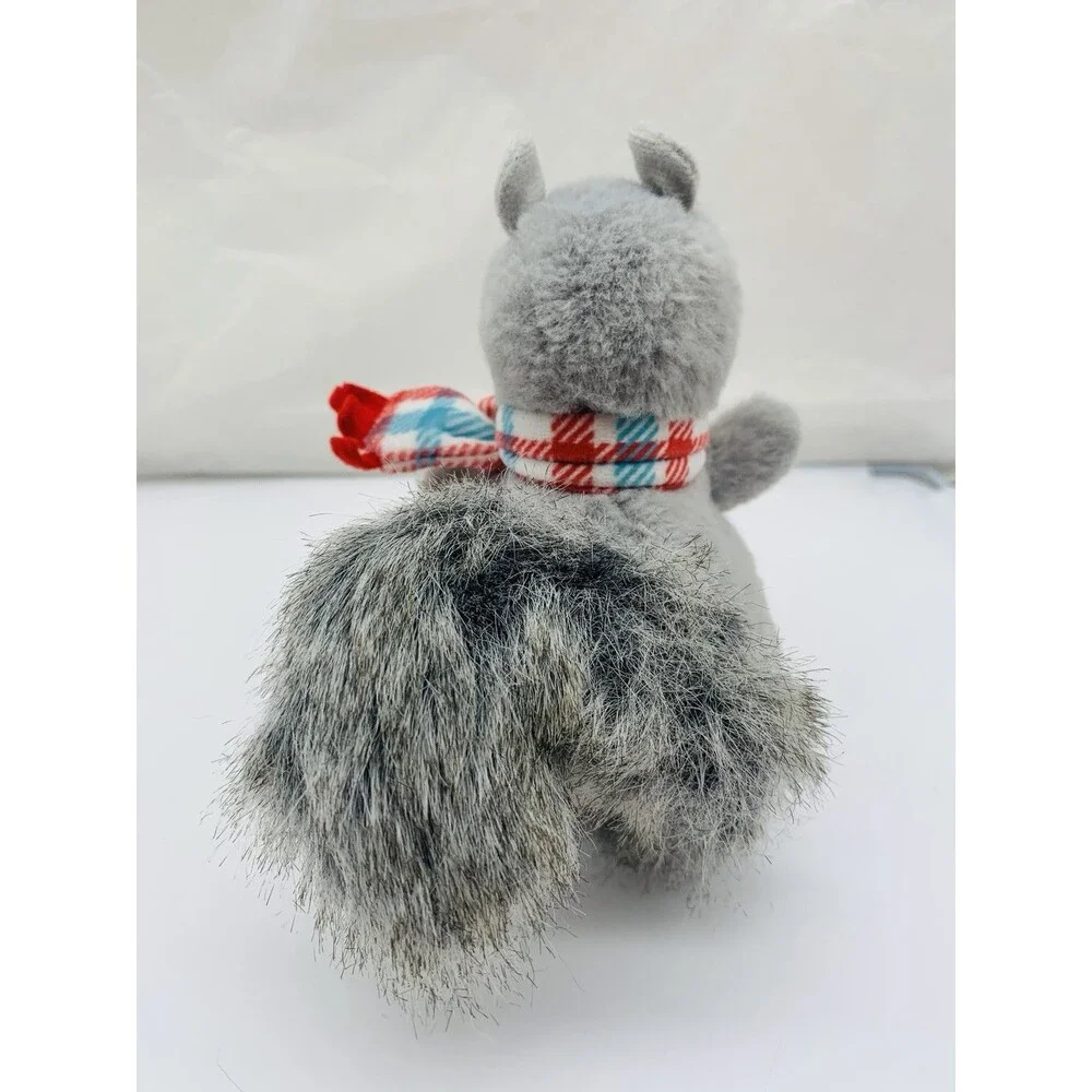 Douglas Winter Friends Plush Grey Squirrel with Plaid Scarf 6” Stuffed Animal
